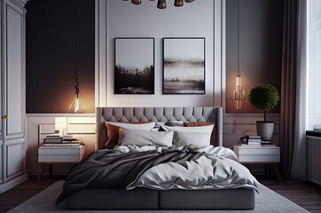 Modern Style Bedroom Interior With Earth Tones Generative AI