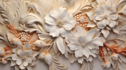 3d multicolored flowers three-dimensional painting background. flower ornament generative AI