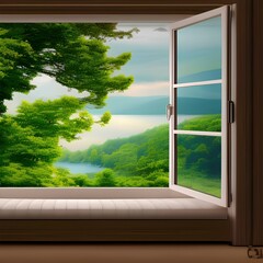 an open window with beautiful scenery