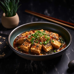 Tofu and Seaweed Soup Production Shot