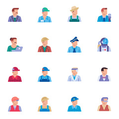 People profession flat icons set