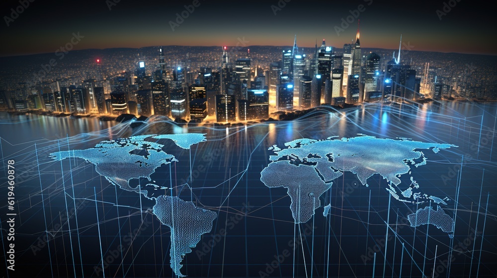 Poster internet business communication technology. telecommunications and the global world network. generat