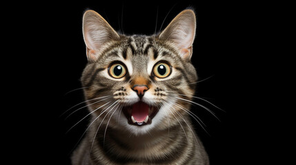 Cat Looking at the Camera. Solid color background with empty space for text. Web Banner template. Generative AI