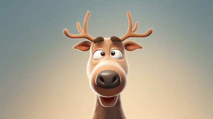 Deer Looking at the Camera. Solid color background with empty space for text. Web Banner template. Generative AI