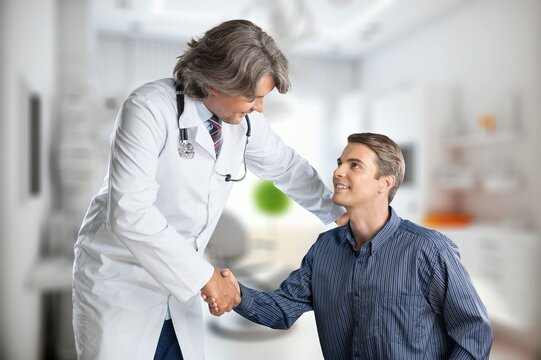 Healthcare concept, happy doctor talking, AI generated image