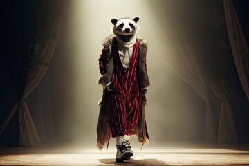 Illustration Badger Wearing Coat And