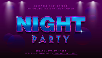 Premium Vector, Editable 3D shiny purple text effect. Metallic night party graphic style 