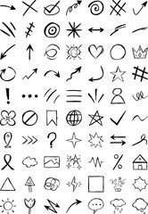 doodle and direction icon set