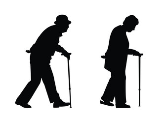 Senior With A Cane silhouette vector eps 10