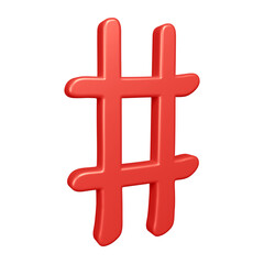 3D red hashtag symbol or icon design