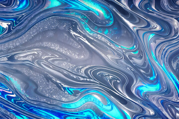 Abstract background fluid waving, holographic color, glossy and glowing, Iridescent Texture.  - Generative AI