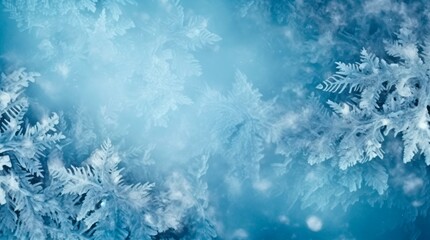 Blue winter background, abstract frozen texture. Generative AI.