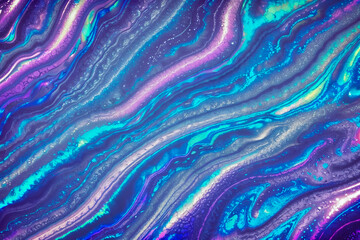 Obraz premium Abstract background fluid waving, holographic color, glossy and glowing, Iridescent Texture. - Generative AI