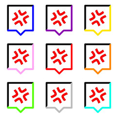 Obraz premium カラフルな怒りマーク1と黒と2色の四角い吹き出し 9個セット