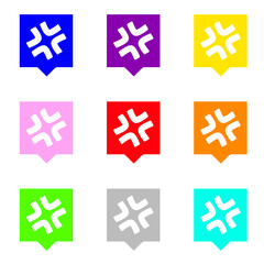 Obraz premium 白い怒りマーク1とカラフルな四角い吹き出しフチなし 9個セット