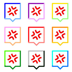 Obraz premium 怒りマーク1と2色でカラフルな四角い吹き出し 9個セット