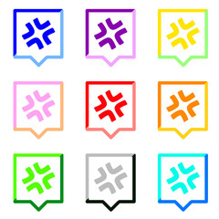 Obraz premium 怒りマーク1とカラフルな四角い吹き出し 9個セット