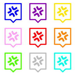 Obraz premium カラフルな怒りマーク1とカラフルな四角い吹き出し 9個セット