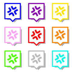 カラフルな怒りマーク1とカラフルな四角い吹き出しと灰色の影　9個セット