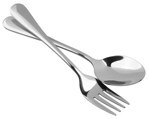 Fork, Spoon, cutlery isolated on white background, full depth of field