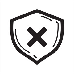 Shield icon. Security warning icon. Vector and glyph