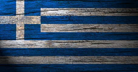 Greece flag painting on wood