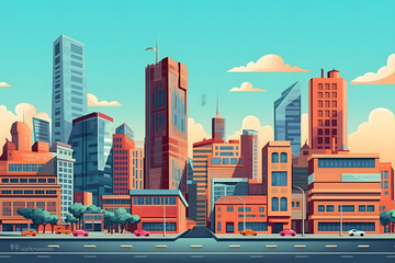 Naklejka premium landscape city vector Made with Generative AI