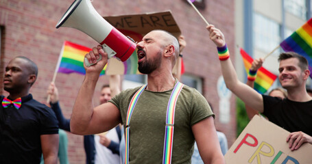 Fototapeta na wymiar People On Homosexual Equality Parade