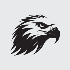 Vector of an eagle's head in black and white.