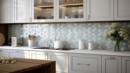 Modern Mosaic backsplash in kitchen, Modern interior, Classic style