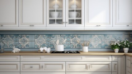 Modern Mosaic backsplash in kitchen, Modern interior, Classic style
