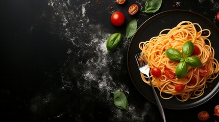 Italian Pasta on dark slate 