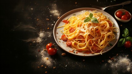 Italian Pasta on dark slate 