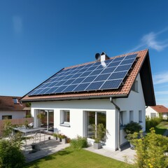 Fototapeta premium House with photovoltaik PV solar panels 