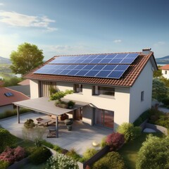 House with photovoltaik PV solar panels 