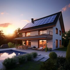 House with photovoltaik PV solar panels 