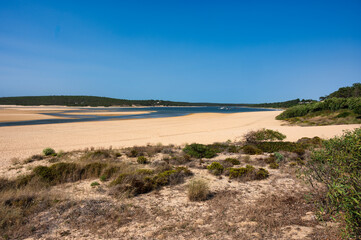 Fototapeta na wymiar Lagoa de Albufeira beach in Sesimbra Portugal.