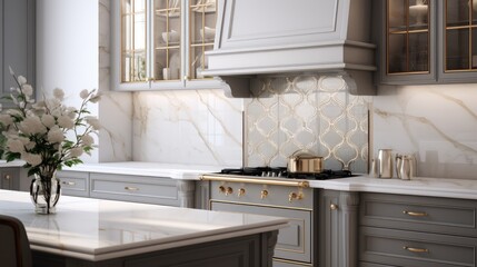 Modern Mosaic backsplash in kitchen, Modern interior, Classic style