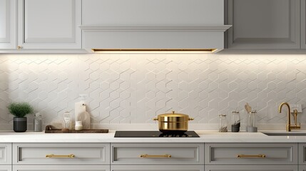 Modern Mosaic backsplash in kitchen, Modern interior, Classic style