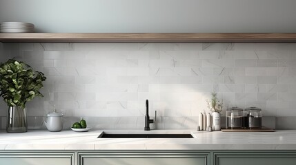 Modern Mosaic backsplash in kitchen, Modern interior, Classic style