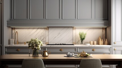 Modern Mosaic backsplash in kitchen, Modern interior, Classic style