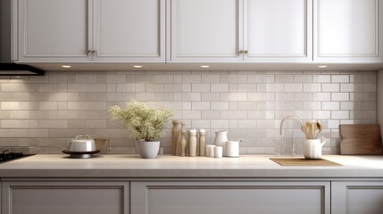 Fototapeta na wymiar Modern Mosaic backsplash in kitchen, Modern interior, Classic style