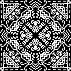 African ethnic tribal seamless pattern background on black and white.