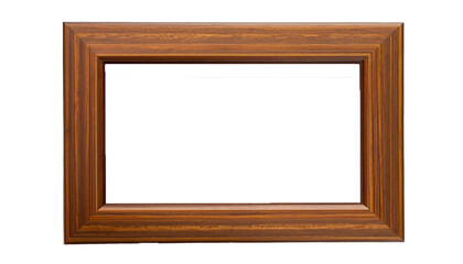 Empty brown wooden frame on transparent background.