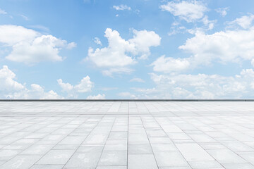 Empty square pavement and sky landscape in summer