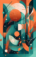 Abstract geometric shapes and bold colors background, Generative AI