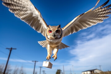 owl bird delivering a package generative ai