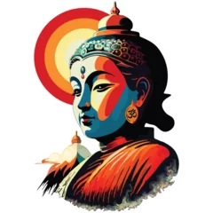 Photo sur Plexiglas Dessiner Buddha Lord Portrait in the Sun Retro Pop Art Style Vector Illustration isolated on white