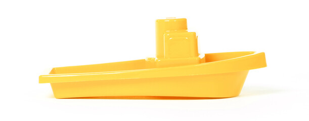 Plastic toy boat isolated on white