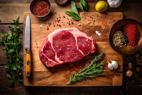 red raw meat steak generative ai